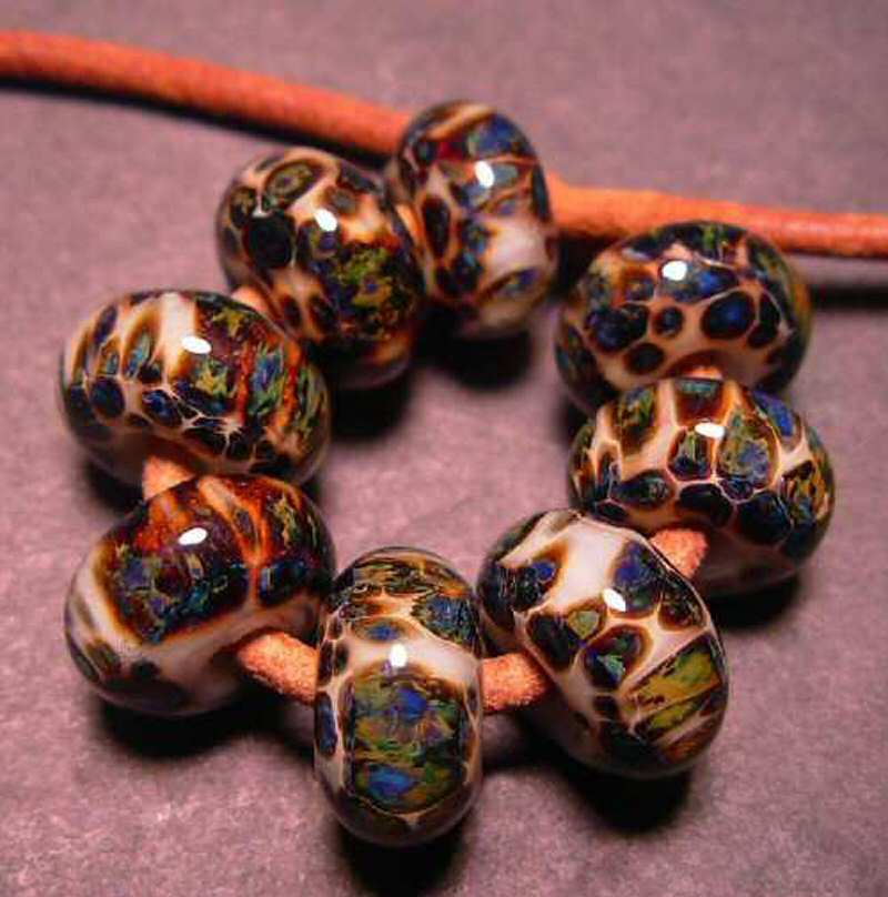 5FISH-Handmade-Lampwork-Murano-Italian-Glass-Set-Spacer-Beads-Sweet-Almond